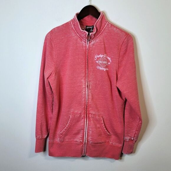 Harley Davidson Pink Zip Up Jacket Size Large - Picture 1 of 10